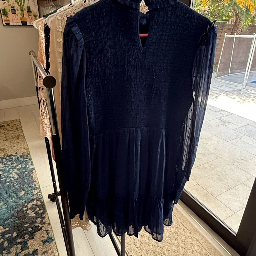 Lulu's Midnight Blue Ruffle Dress - Picture 2 of 3